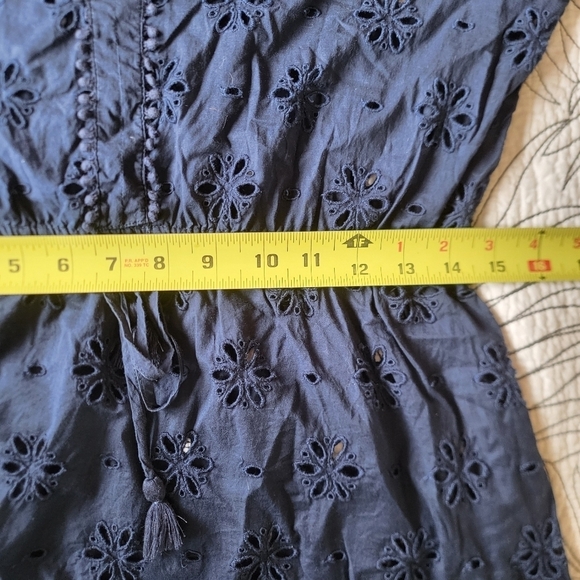 J.Crew V-Neck Beach Tunic Cover-up Eyelet Navy Cotton Small - Picture 11 of 12